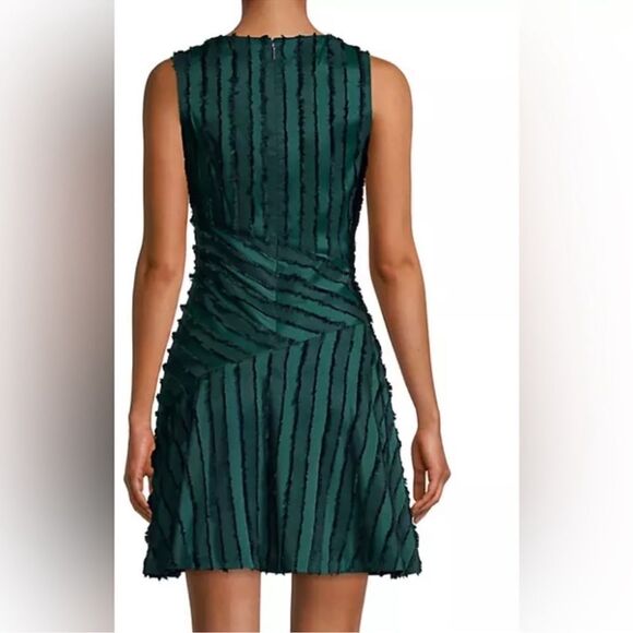 Rebecca Taylor Eyelash Mini Stripe‎ Sleeveless dress Size 2 Green NWT in packag - Picture 3 of 7